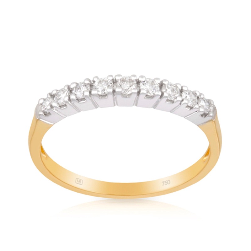 0.25ct TW Round Brilliant Cut Diamond Wedding Band in 18ct Yellow and White Gold