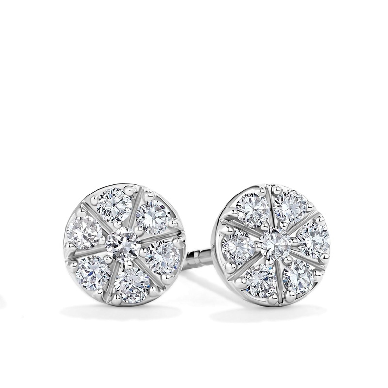 Diamond Circle Stud Earrings in 9ct White Gold