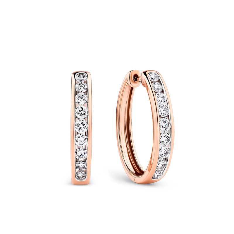 1.00ct TW Channel Set Diamond Oval Huggie in 9ct Rose Gold
