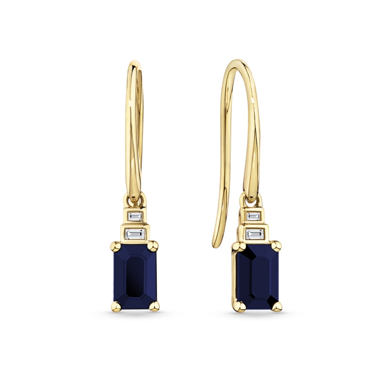 Bluebird Sapphire & 0.88ct TW Diamond Earrings in 9ct Yellow Gold