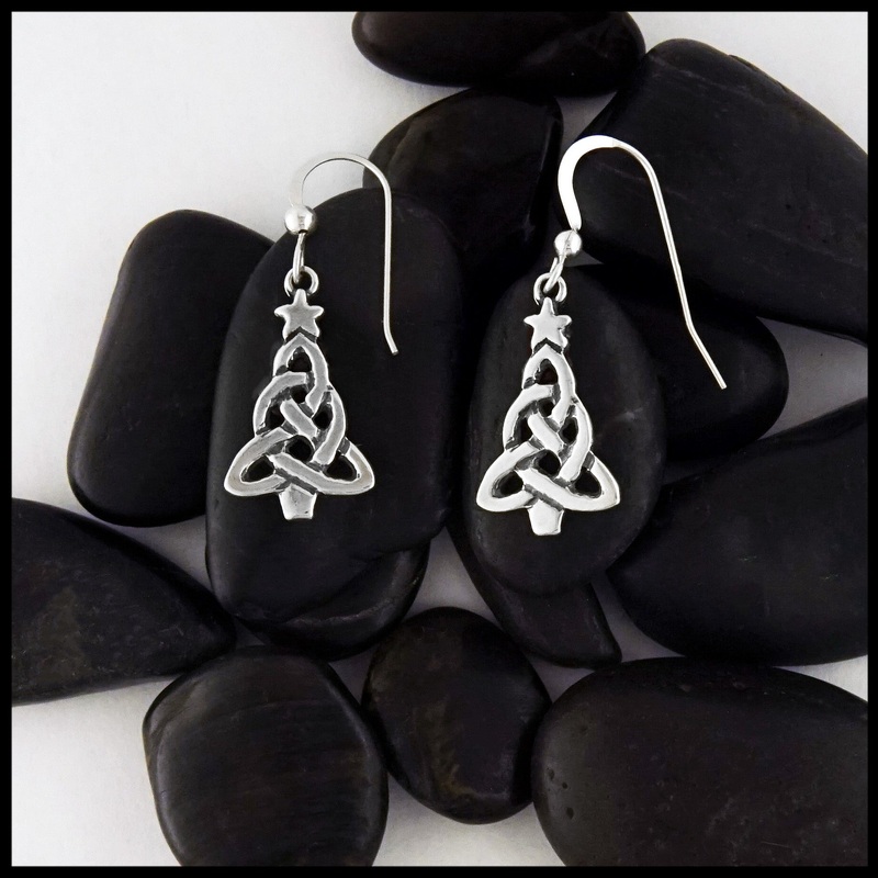 Celtic Christmas Tree Drop Earrings