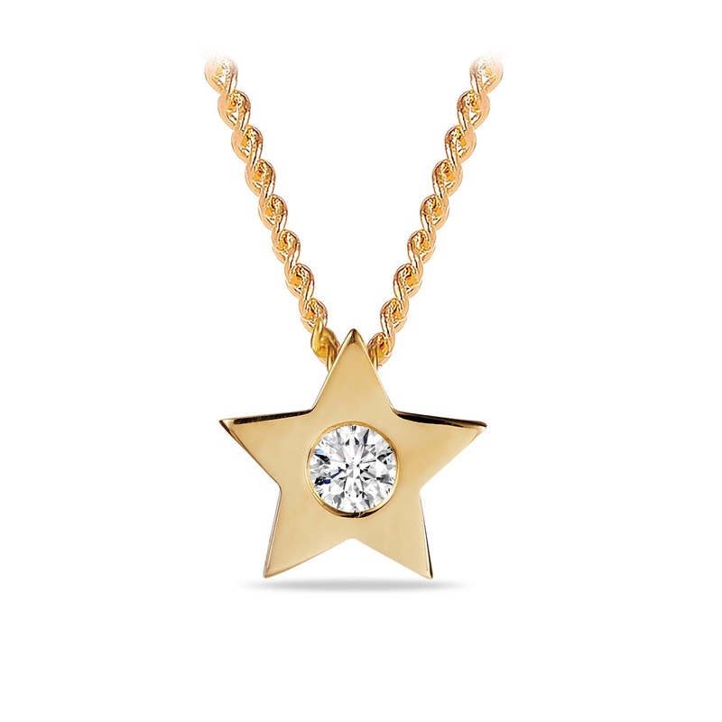 Diamond Star Pendant in 9ct Yellow Gold TGW 0.05ct