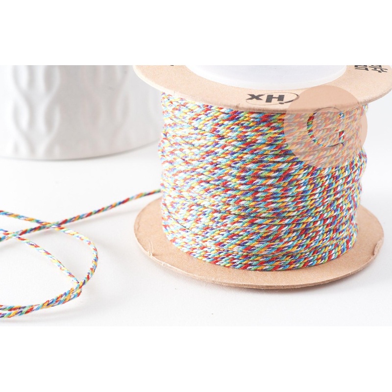 1mm Bright Multi-Color Braided Polyester Cord, Jewelry Cord for Scrapbooking and Jewelry Making, x1 Meter (G9880)