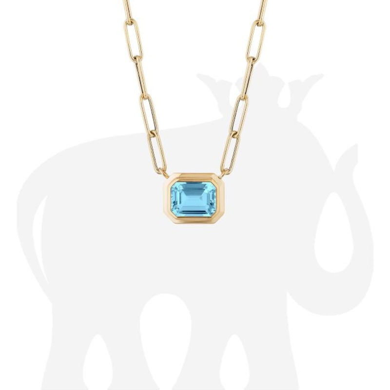 ‘Manhattan’ Blue Topaz Emerald Cut East West Necklace – JP0125-BT-Y