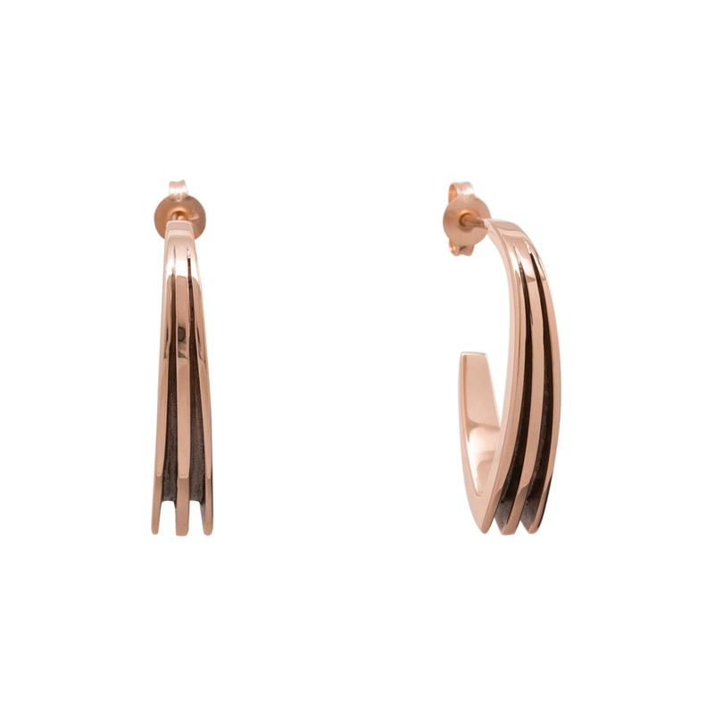 “Sydney Fin” Earrings, Red Gold 9ct Red Gold Black Rhodium Plated Studs