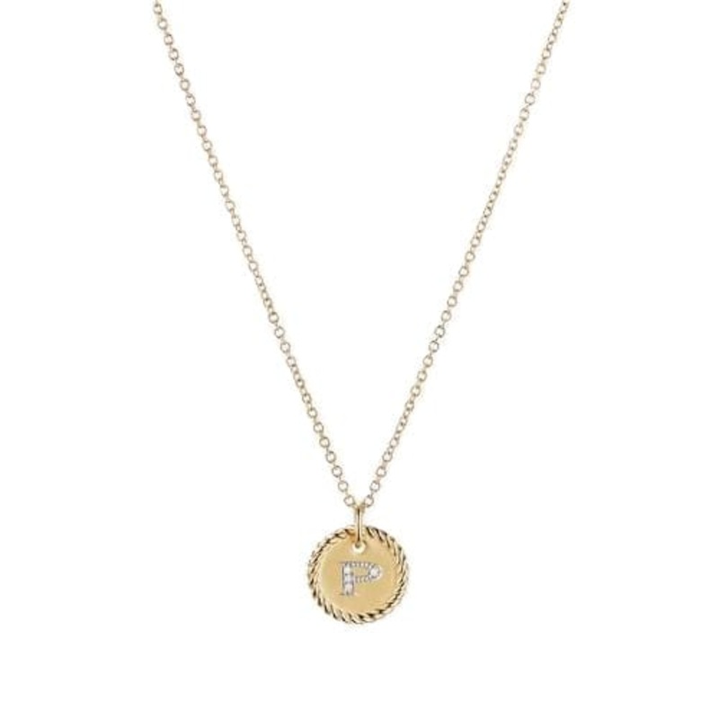 “P” Pendant with Diamonds in Gold on Chain