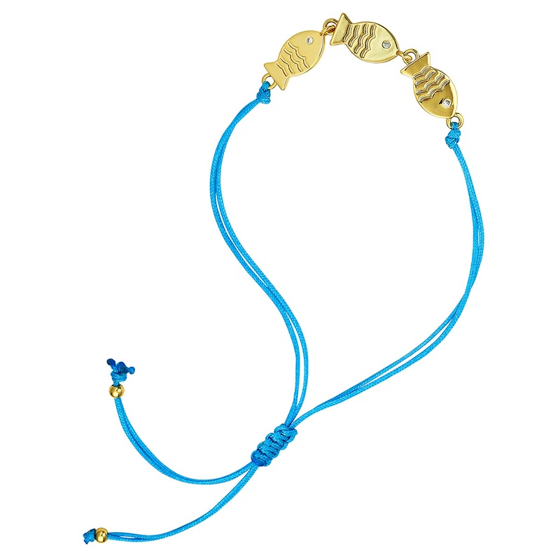 Light Blue Triple Fish Cord Bracelet