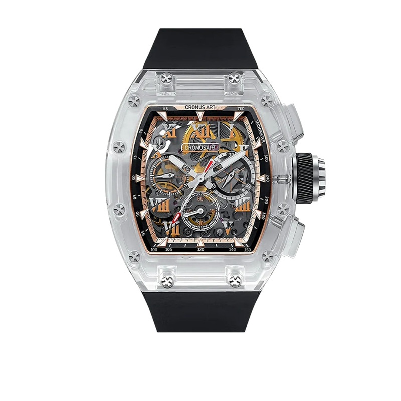 Cronus Art High Quality Fluorine Black Band Strap Men Watch CM08-033