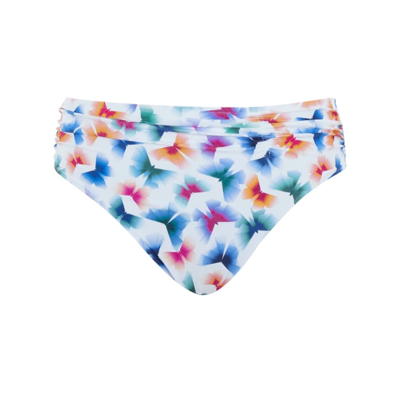 Panache Flutter Gathered Midi Brief Swim Bottom Medium Flutter Print