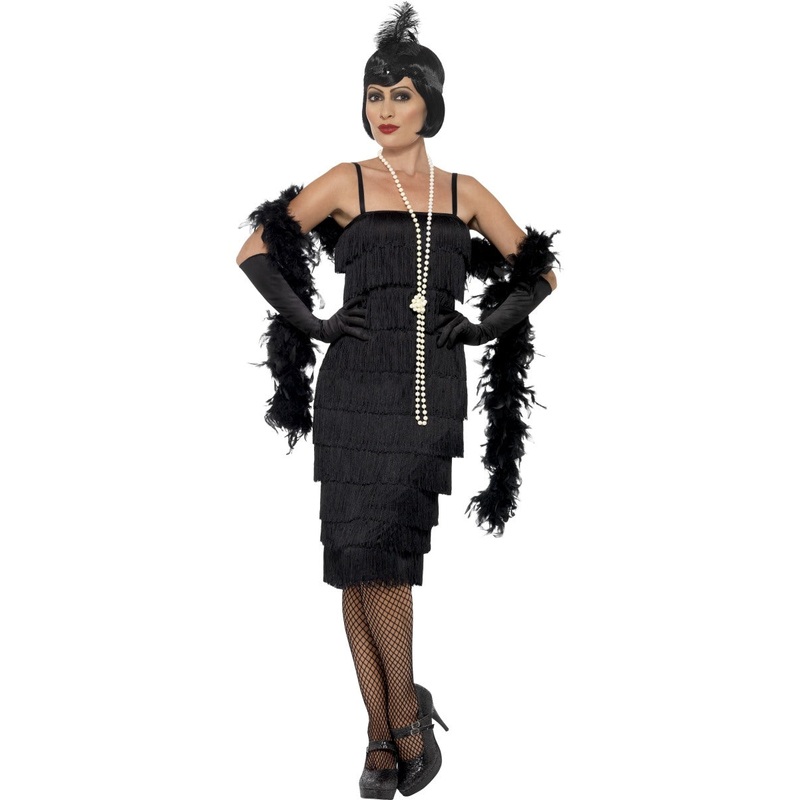 1920s Black Flapper Elegant Costume Small 8-10
