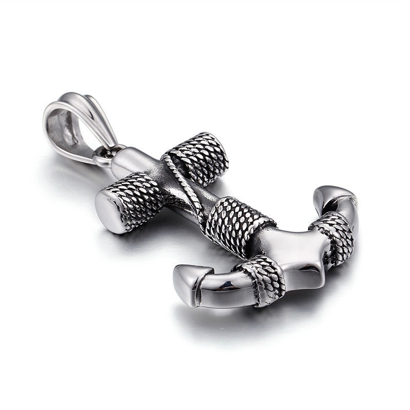 Titanium Steel Anchor Pendant for Men – Vintage Fashion Accessory