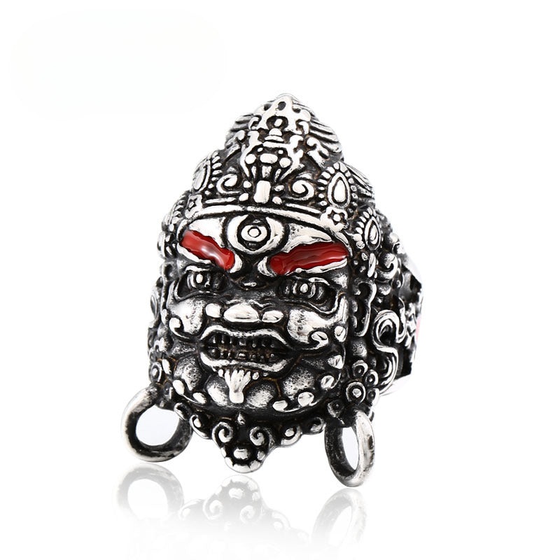 Vintage Ethnic Titanium Steel Diamond Ring for Men – Adjustable Sizes 7-13